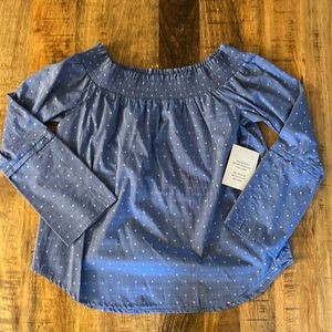Stella & Dot Chambray Polka Dot top